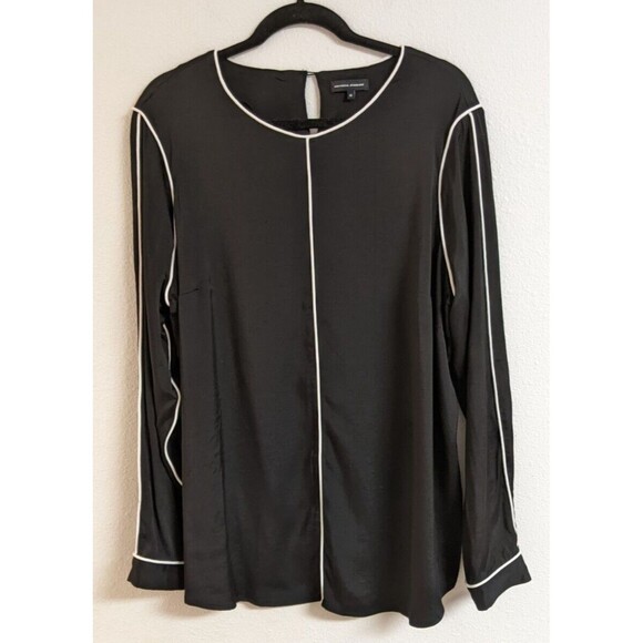 Women's UNIVERSAL STANDARD Black Viscose/Spandex Long Sleeve Blouse M/18-20 - Picture 6 of 16